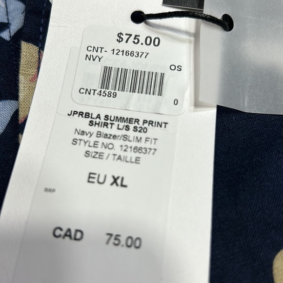 Jack & Jones XL blue yellow floral cotton linen blend men dress shirt NWT! - Picture 14 of 16